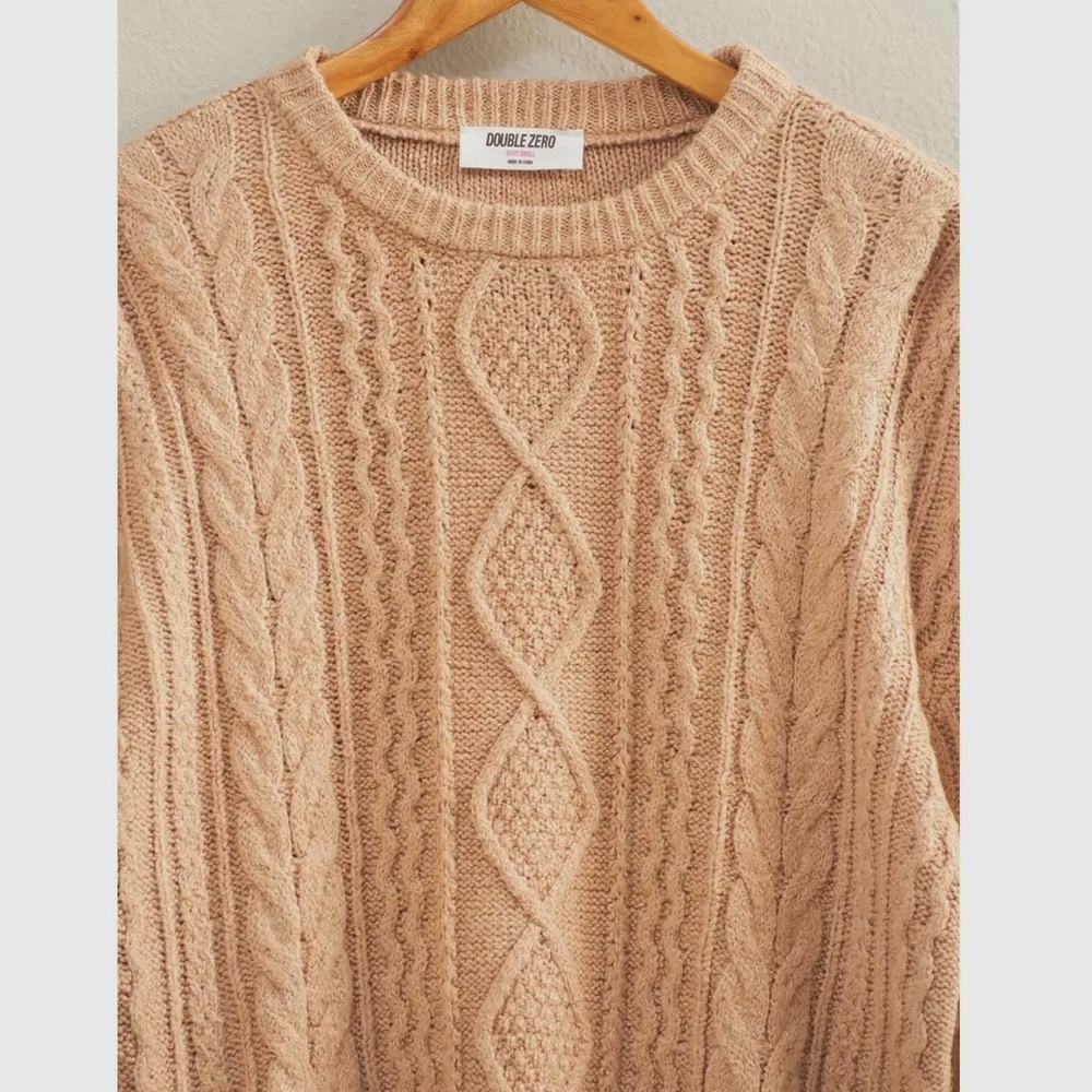 Hyfve, Cable Knit Balloon Sleeve Sweater in Dark Taupe | 0007 - Picture 5 of 6